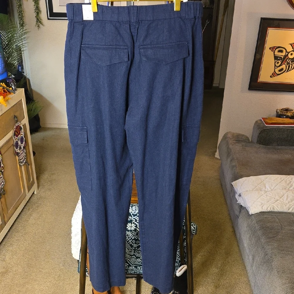 Abercrombie & Fitch Navy Cargo comfort Band Wide Leg Pants Medium Regular